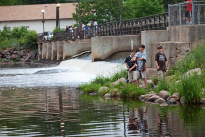 Water flowing through dam