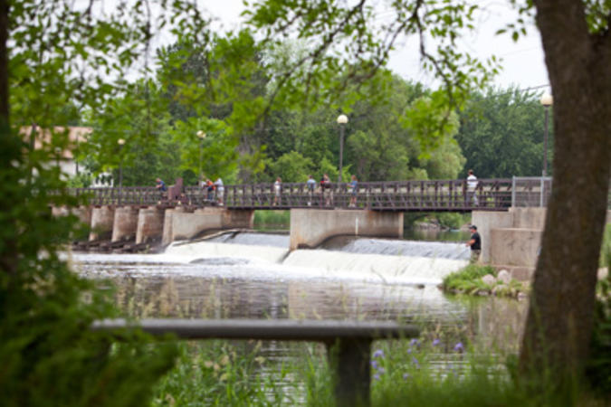 Water flowing through dam